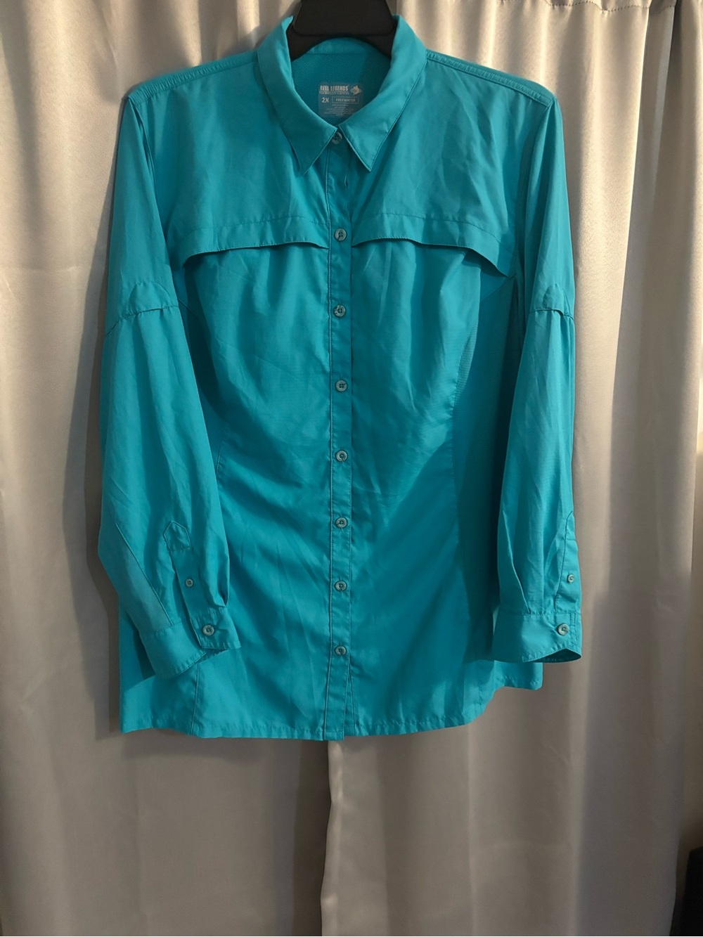Reel Legends Men’/ Turquoise Button-Front Performance Shirt